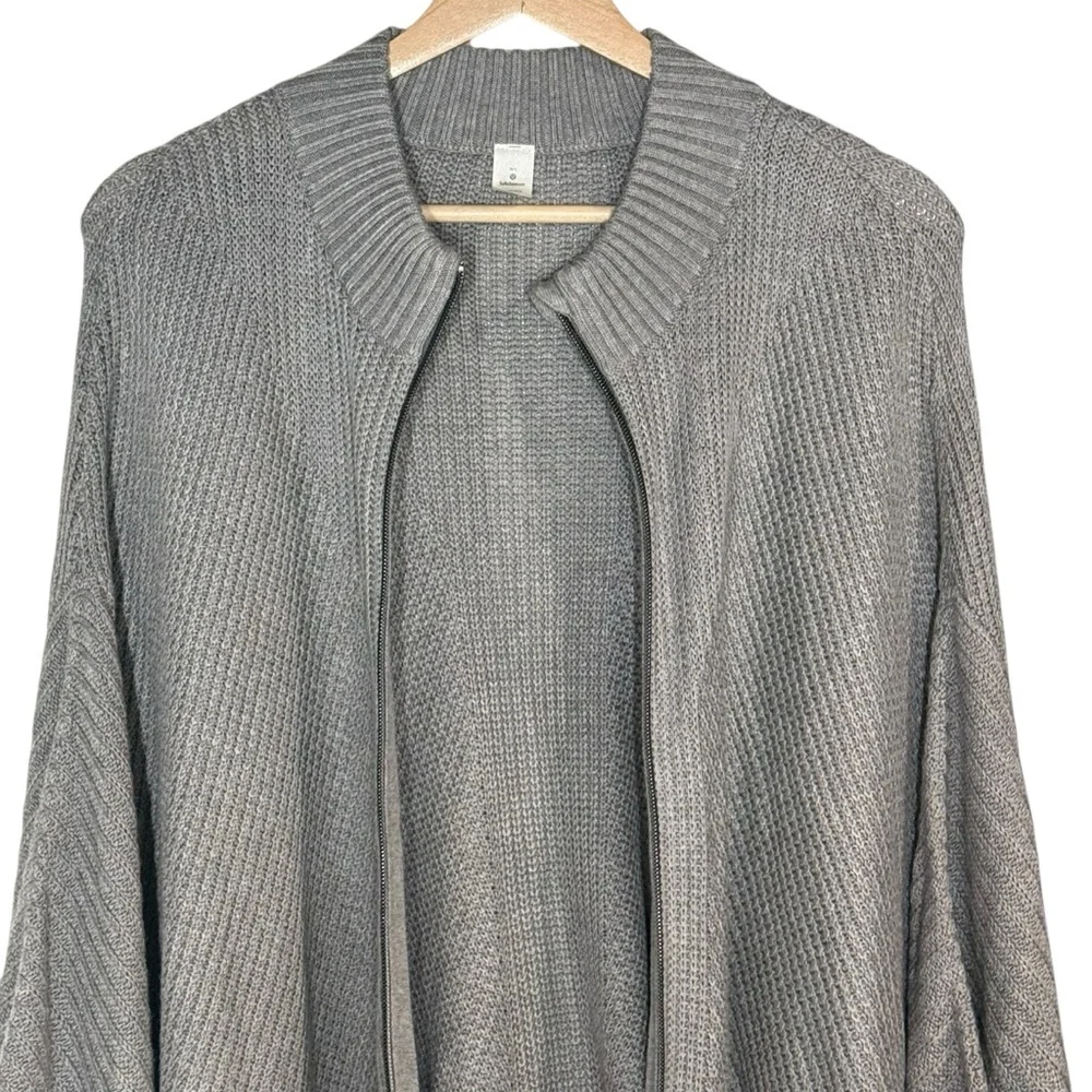 Lululemon Cashmere Blend Softer Still Wrap Full Zip Knit Cardigan Size M/L Gray